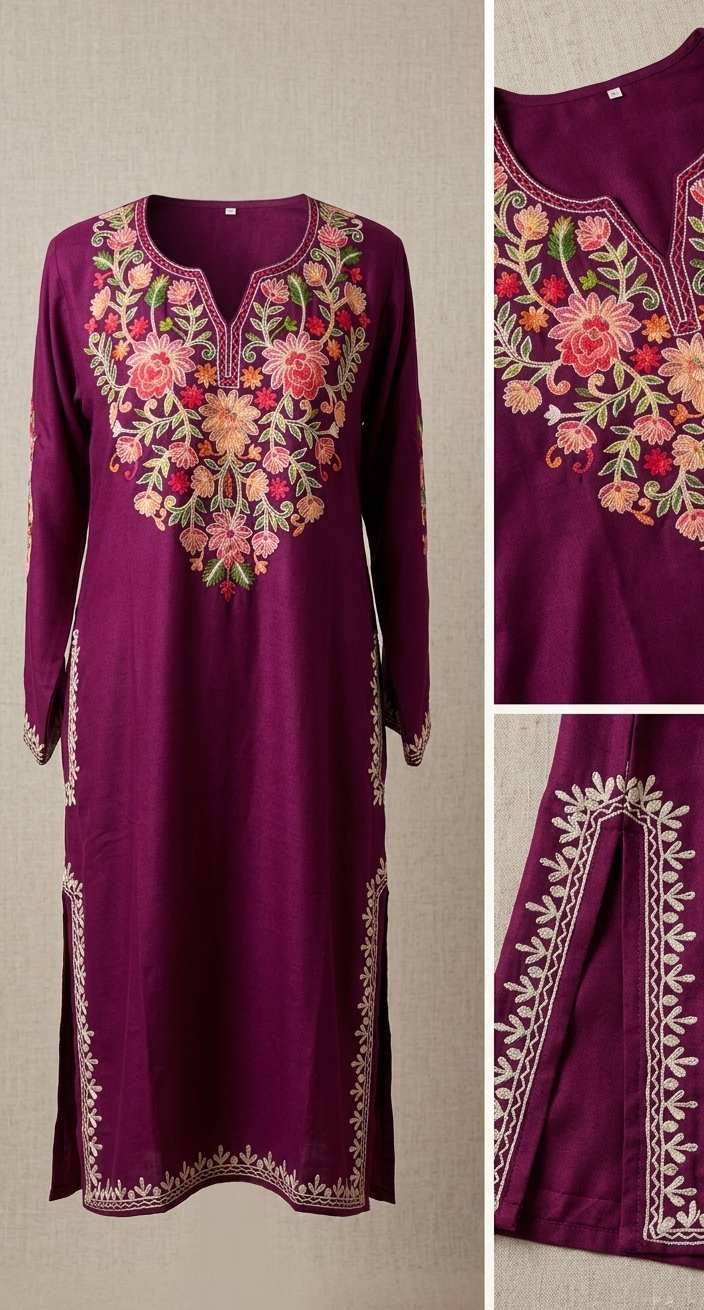 Embroidered kurta: Pashmina