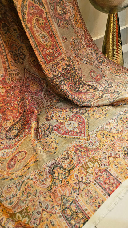 Moonlight reversible gandhara kaani: Pashmina