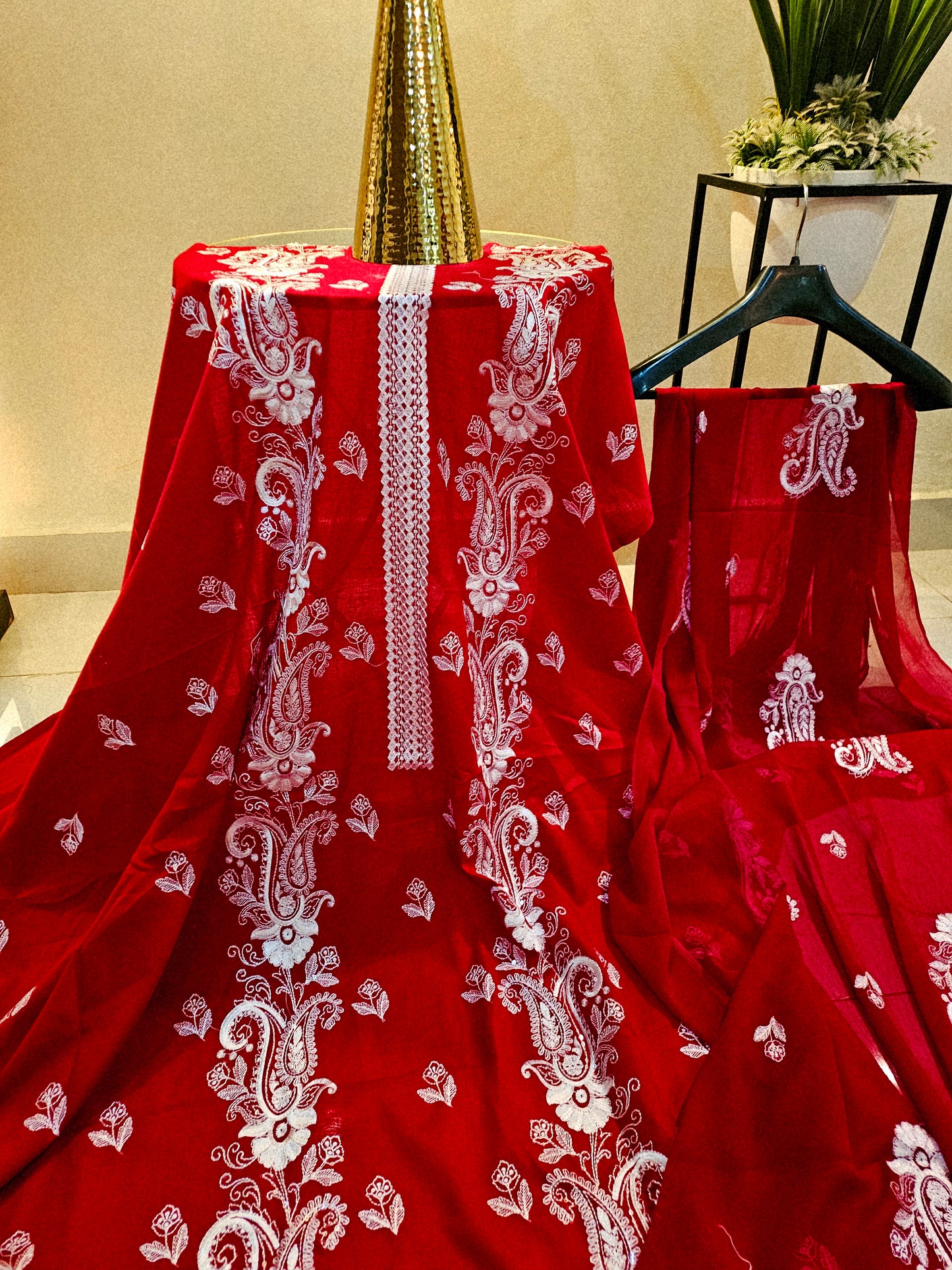 Lawn embroidered three piece