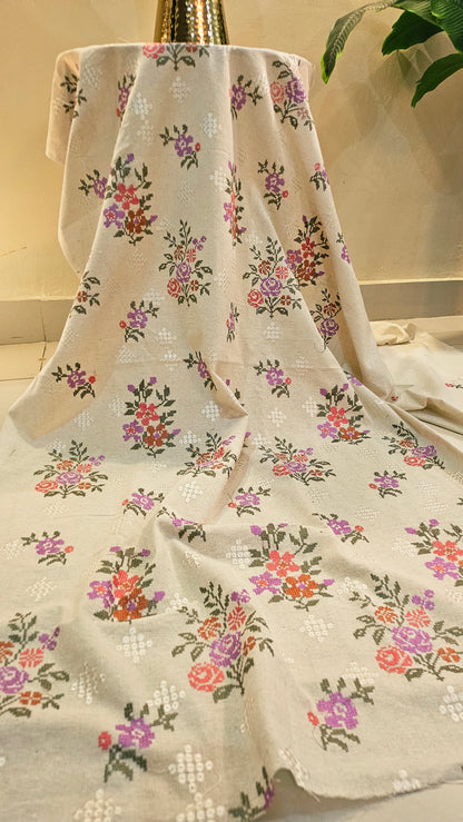Embroidered three piece: Karandi khaddar