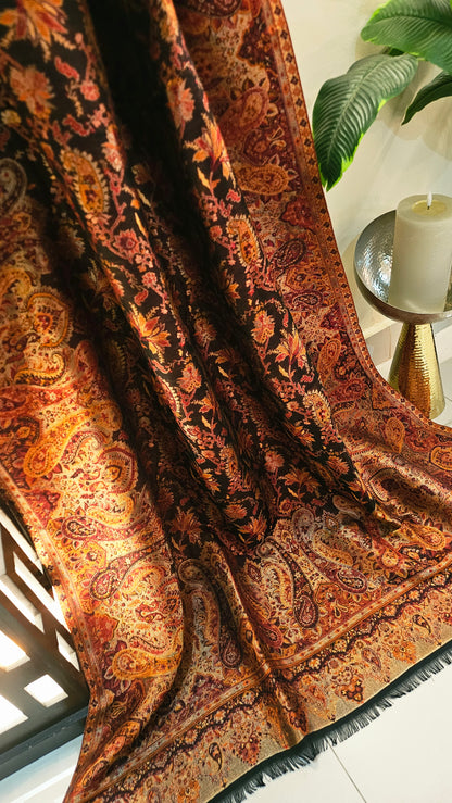 Moonlight reversible gandhara kaani: Pashmina