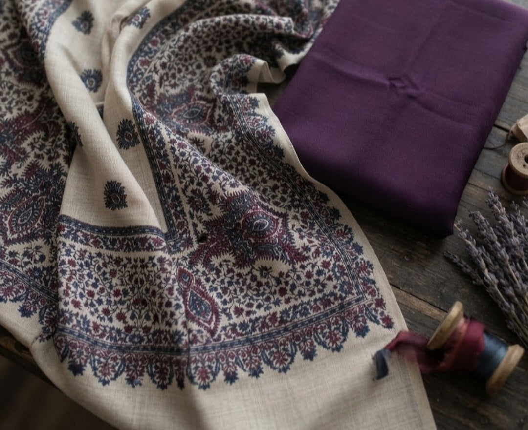 Kaani three piece: Pashmina