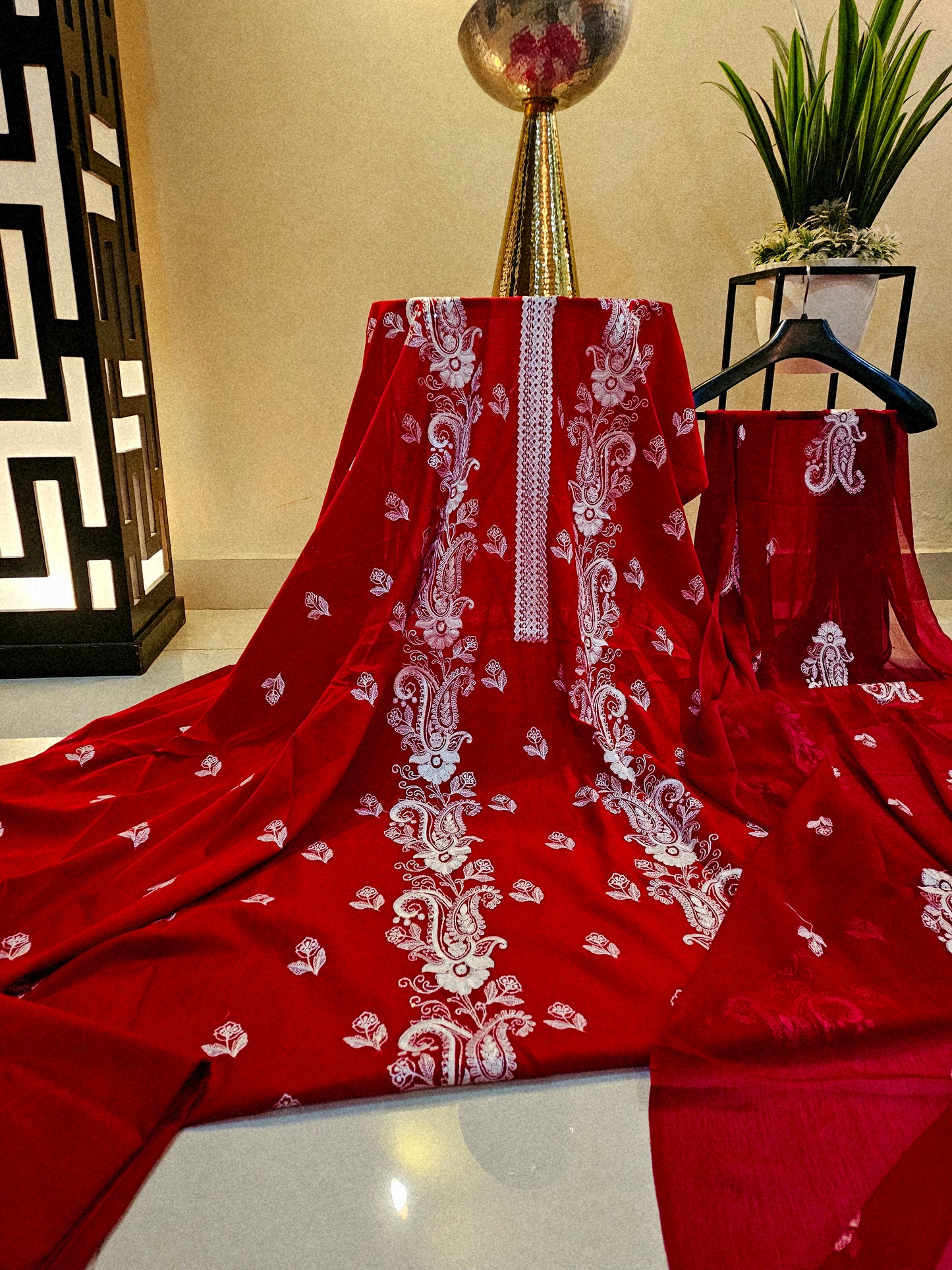 Lawn embroidered three piece