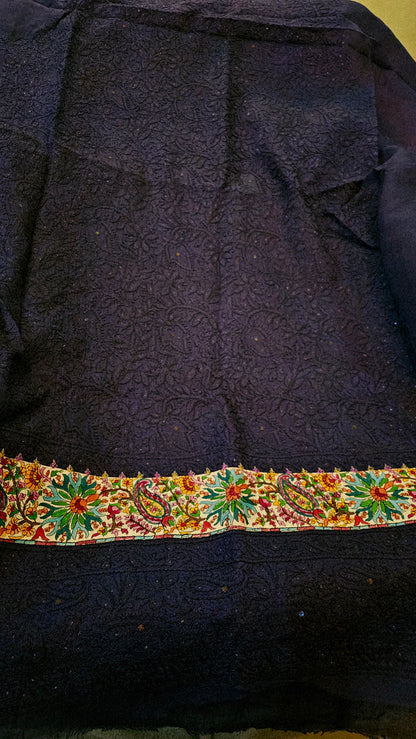 Chikankari with kalamkar border