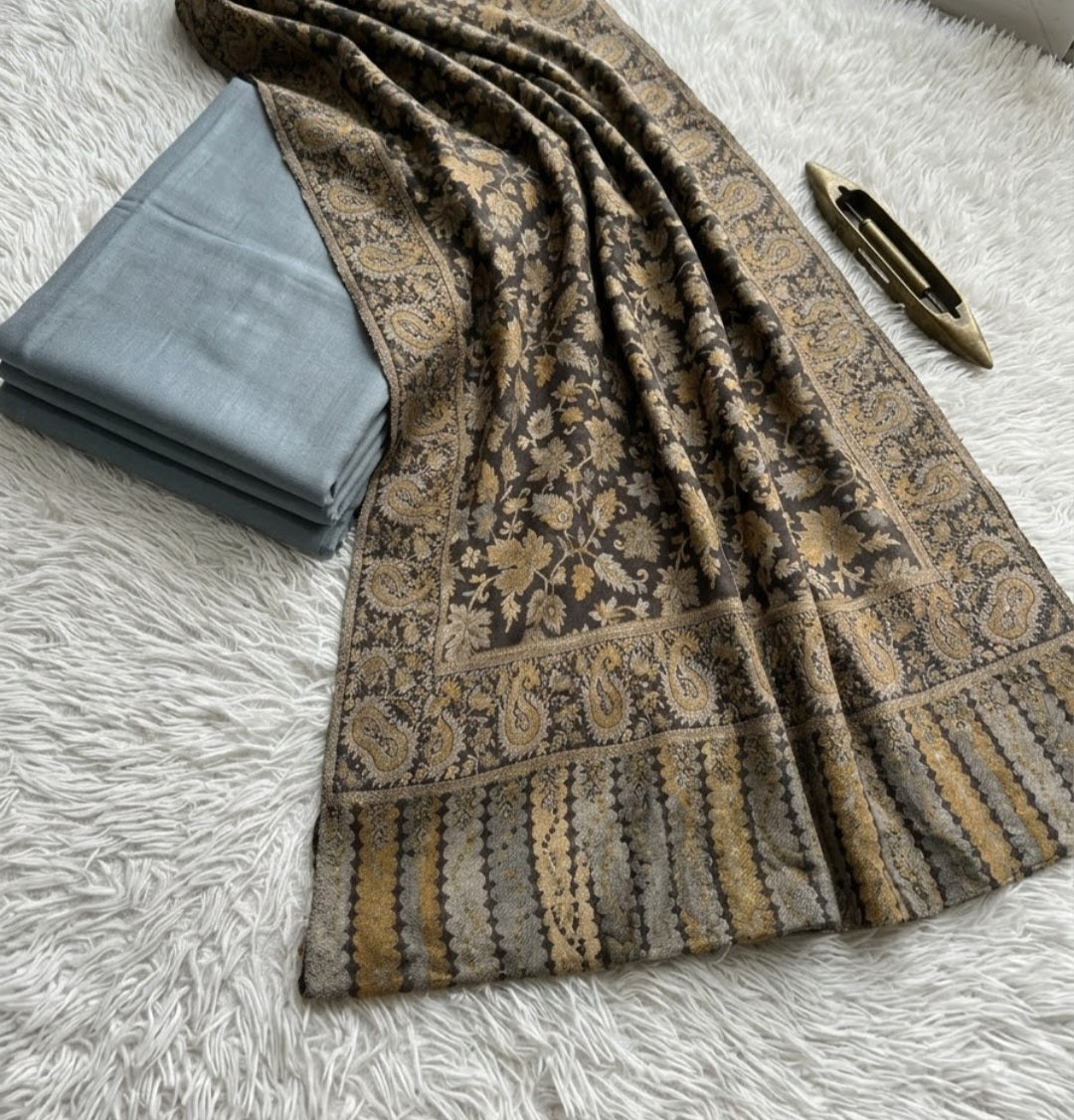 kaani suit: woollen pashmina