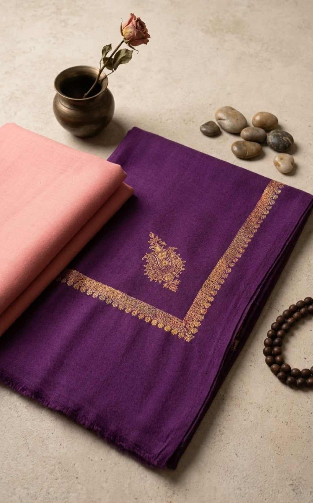 Embroidered three piece: Pashmina