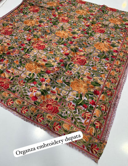 Embroidered duapta: Organza