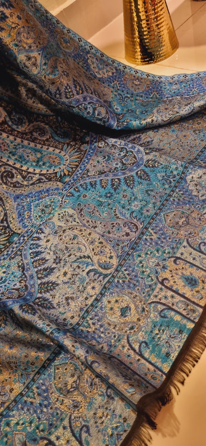 Reversible moonlight gandhara kaani shawl