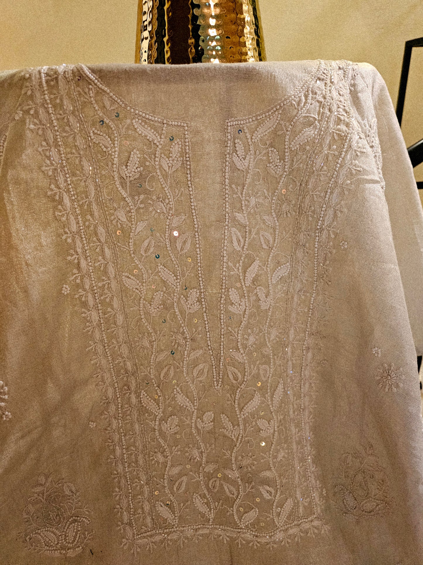 Chanderi silk Chikankari suit