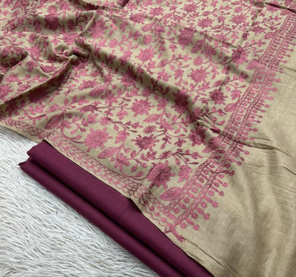 Embroidered three piece: Pashmina