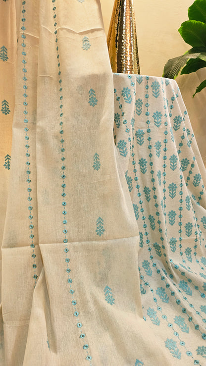 Embroidered three piece: Karandi khaddar