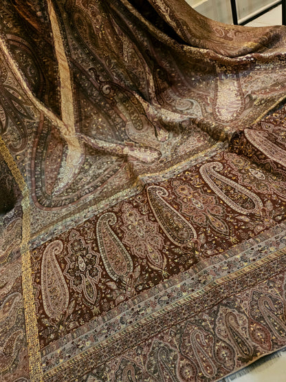 Silk kaani shawl with chantilly