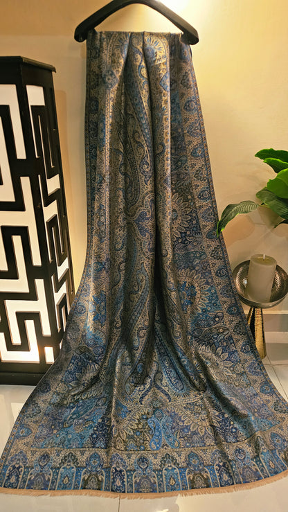 Moonlight reversible gandhara kaani: Pashmina