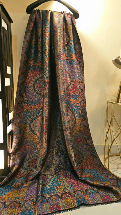 Reversible moonlight gandhara kaani shawl: Pashmina