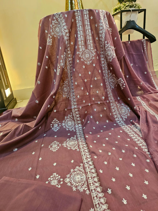 Lawn embroidered three piece