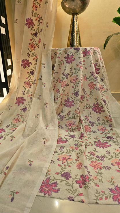 Embroidered three piece: Karandi khaddar