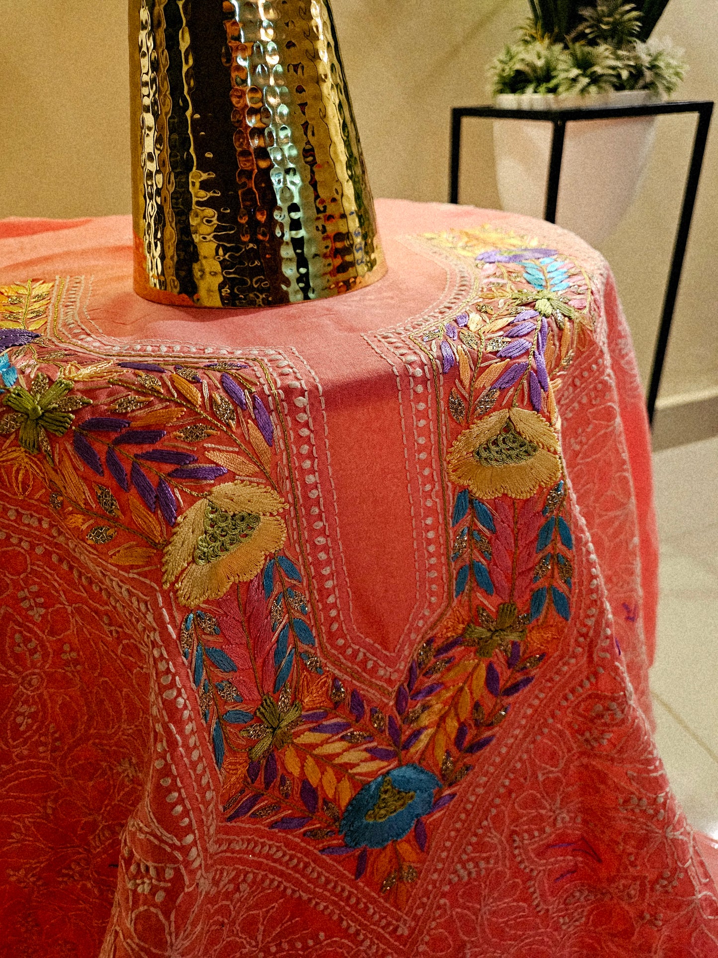 Parsai gara embroidered chikankari shirt