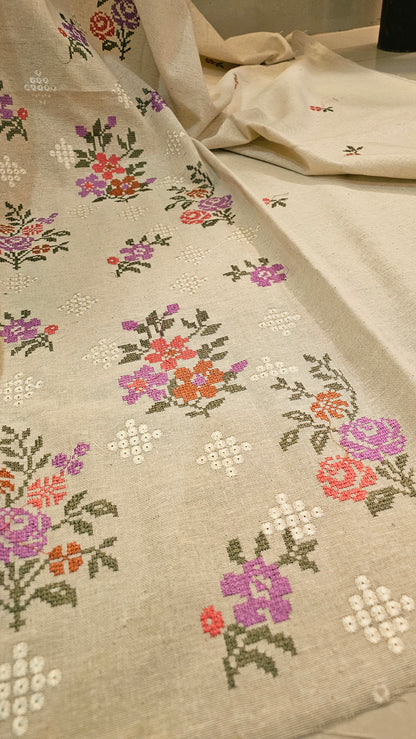 Embroidered three piece: Karandi khaddar