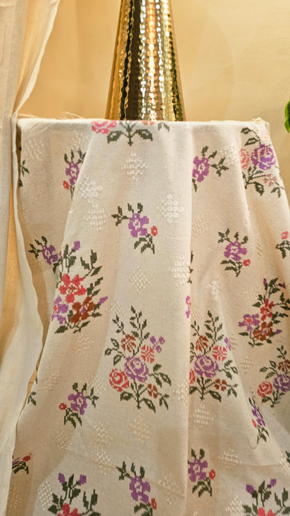 Embroidered three piece: Karandi khaddar