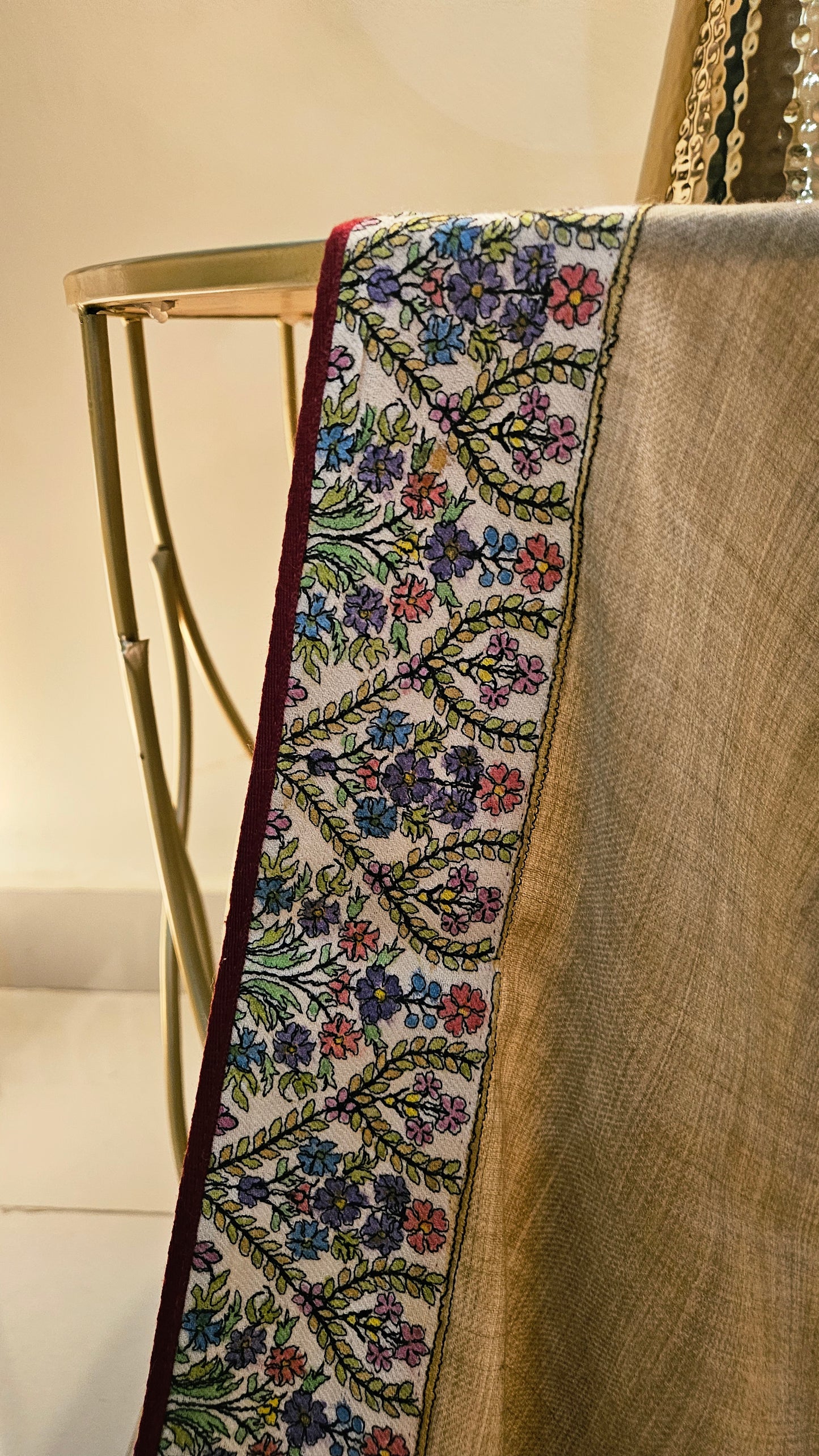 Kalamkar embroidered minishawl: pashmina