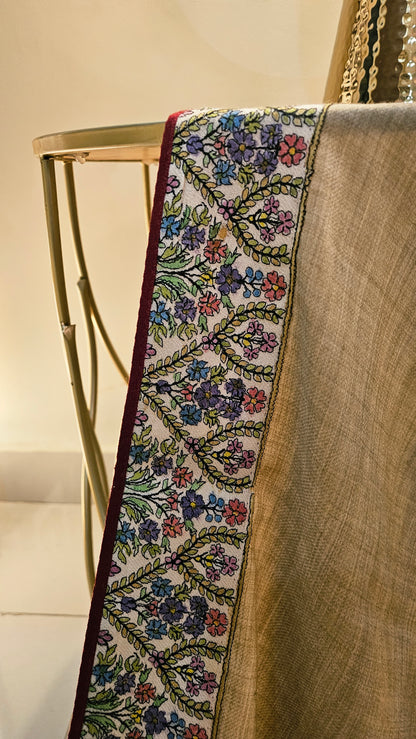 Kalamkar embroidered minishawl: pashmina