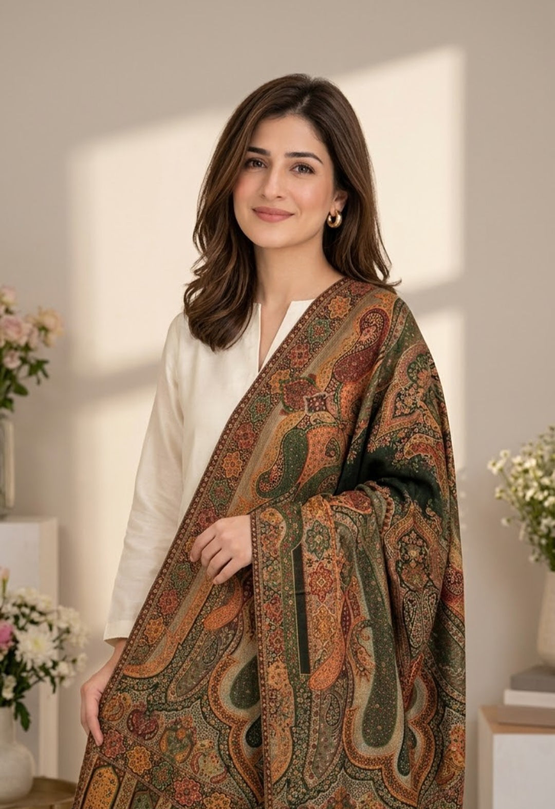Reversible moonlight gandhara kaani shawl: Pashmina