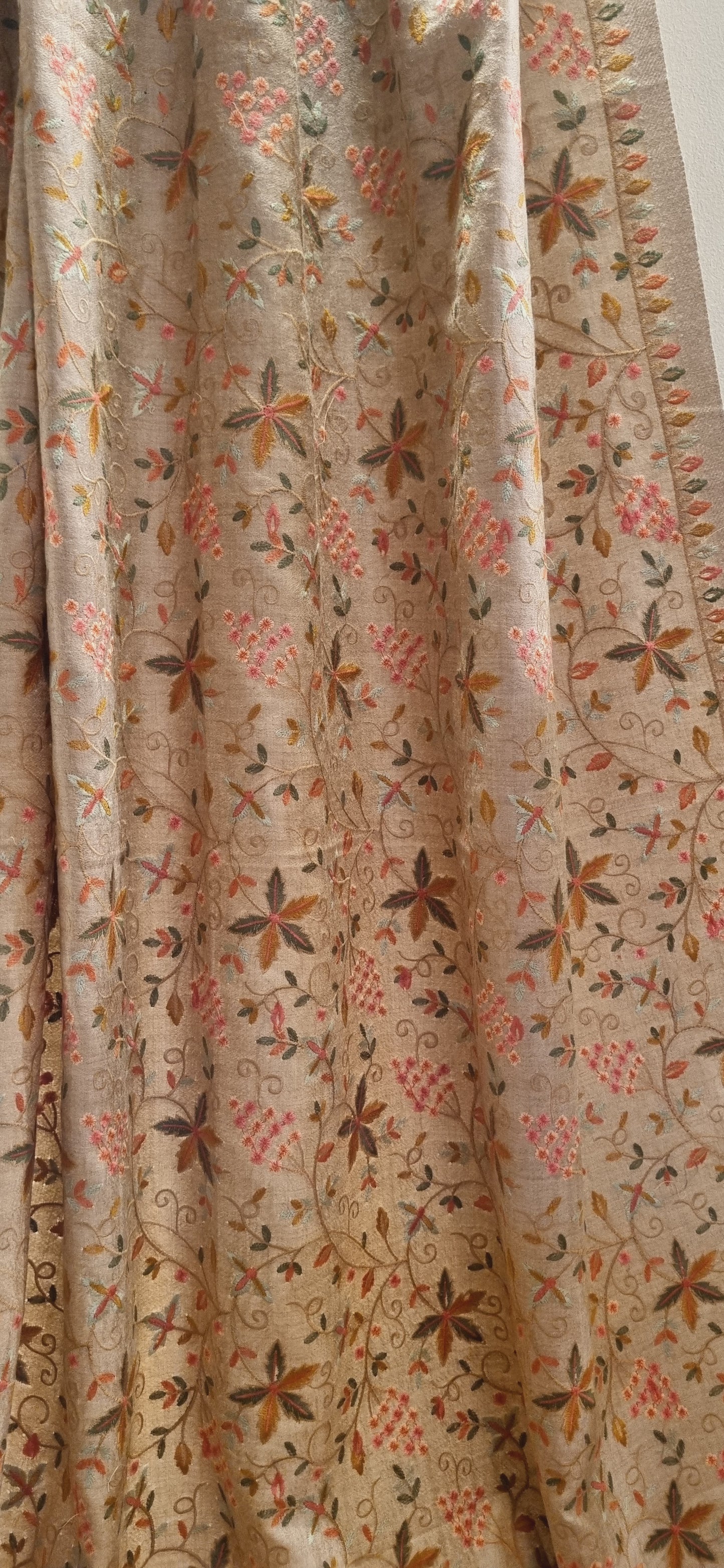 Reversible papermachi embroidered toosh shawl