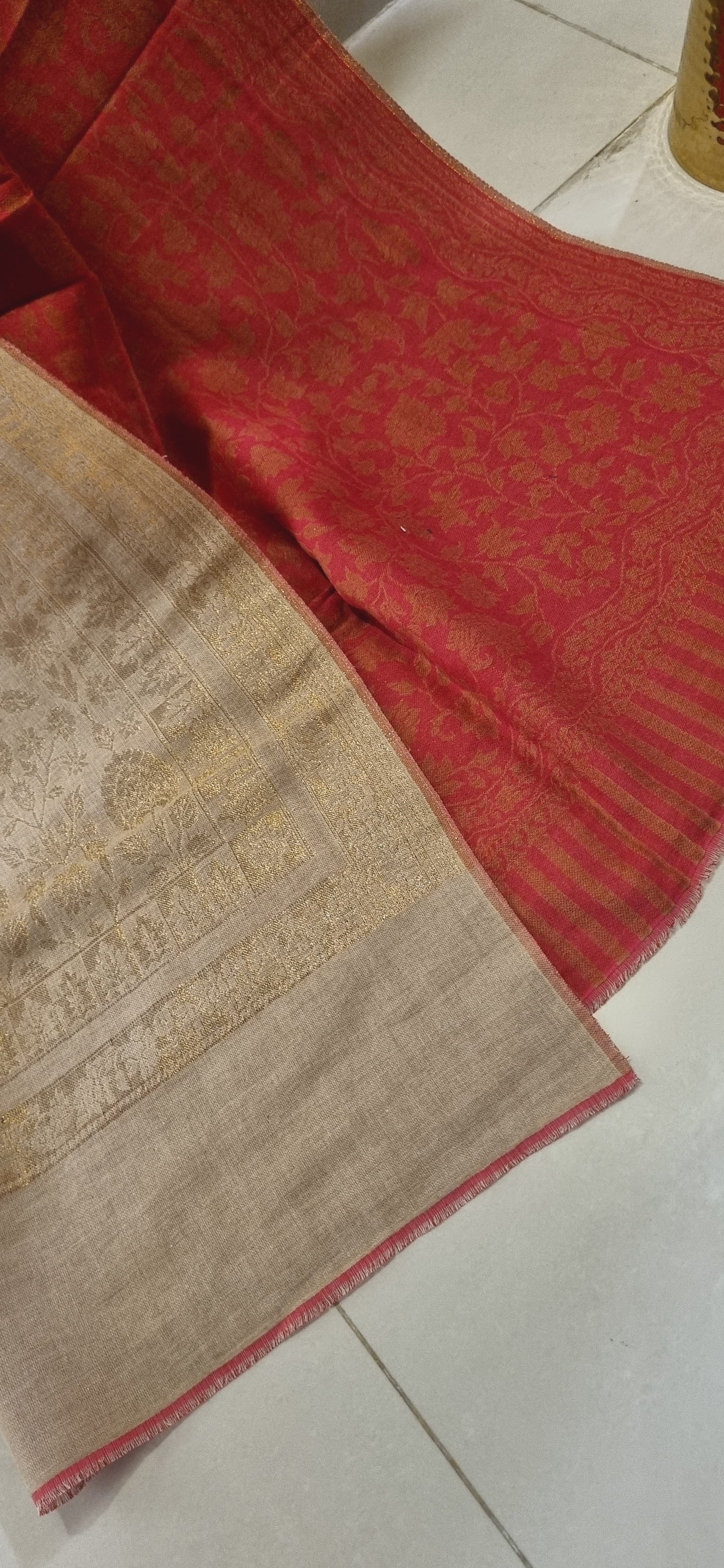 Reversible pashmina kaani shawls
