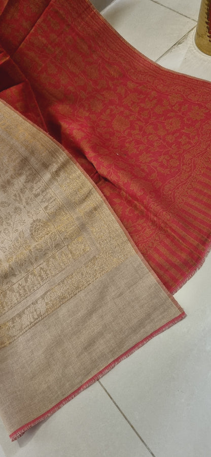 Reversible pashmina kaani shawls