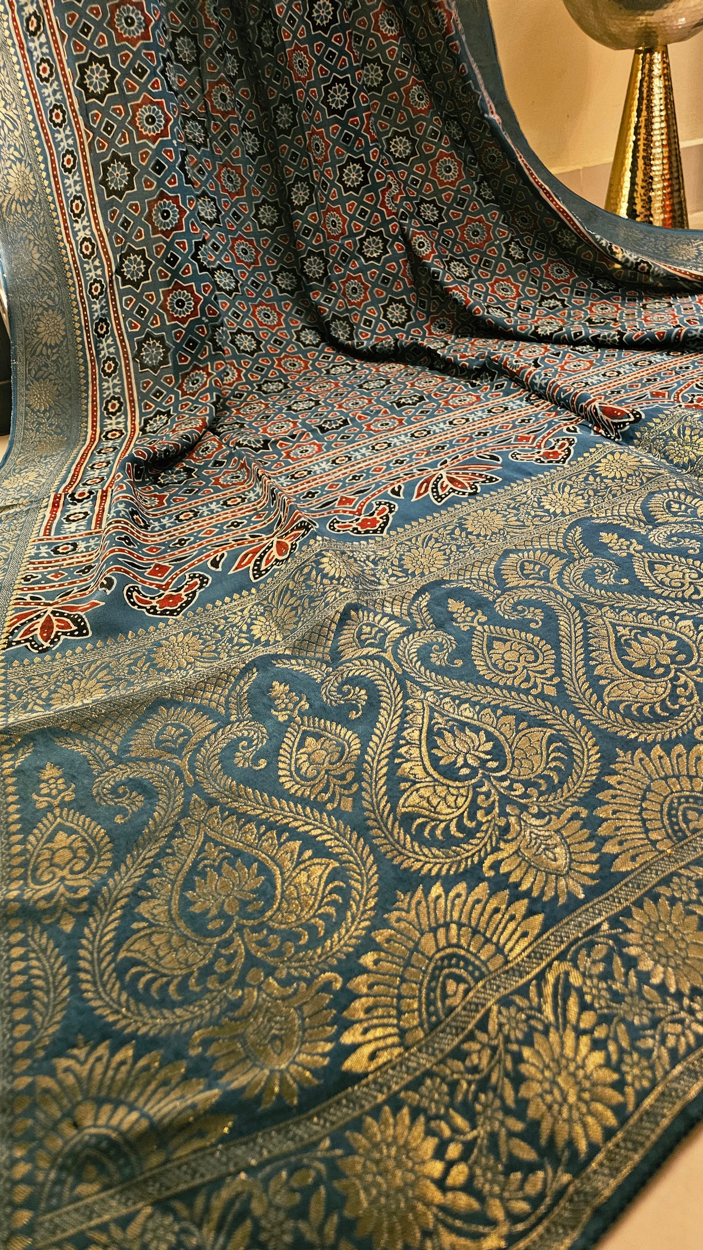 Formal ajrak shawl: Monga Silk