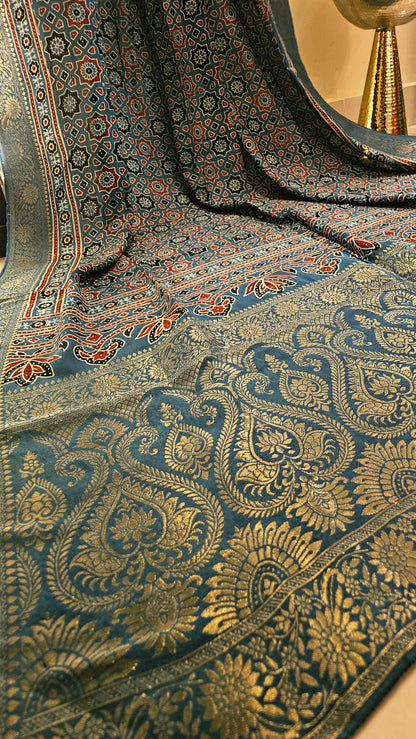 Formal ajrak shawl: Monga Silk