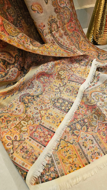 Moonlight reversible gandhara kaani: Pashmina
