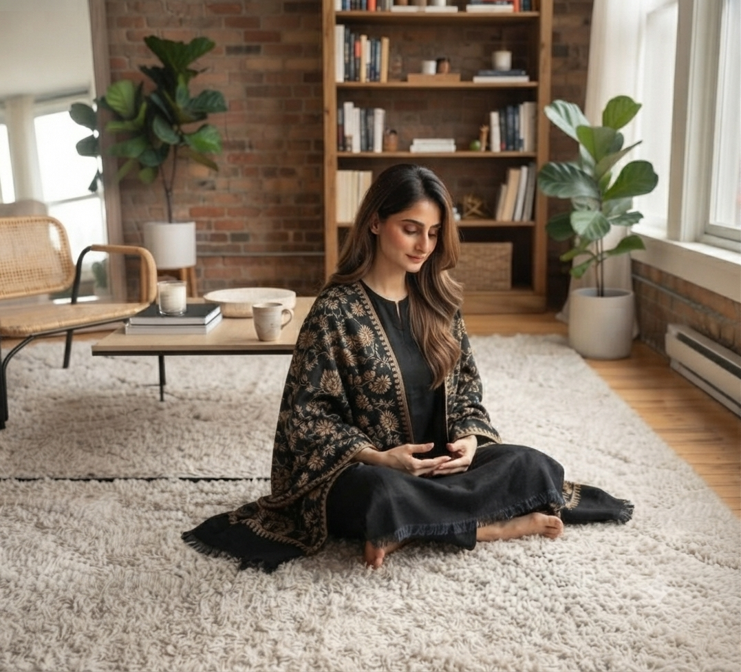 Embroidered suit: Pashmina