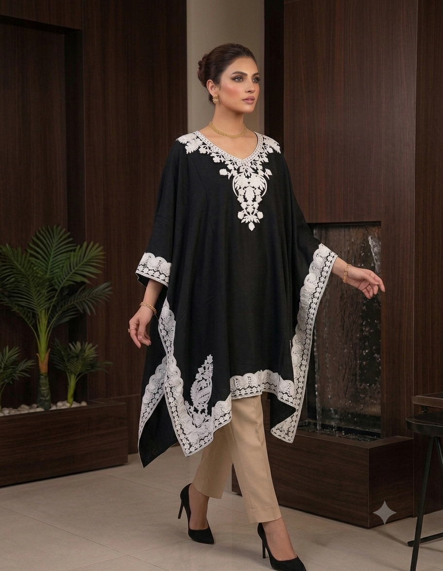 Embroidered cape shawl: Pashmina