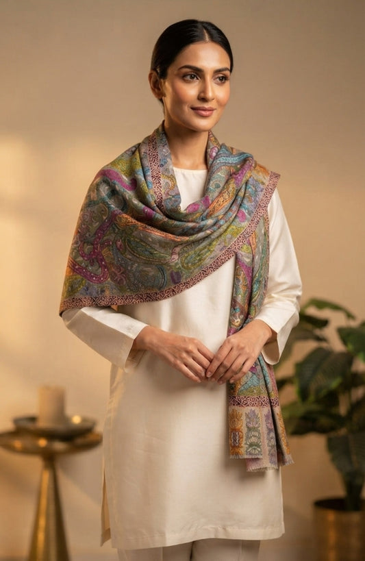 Reelkar embroidered minishawl: pashmina