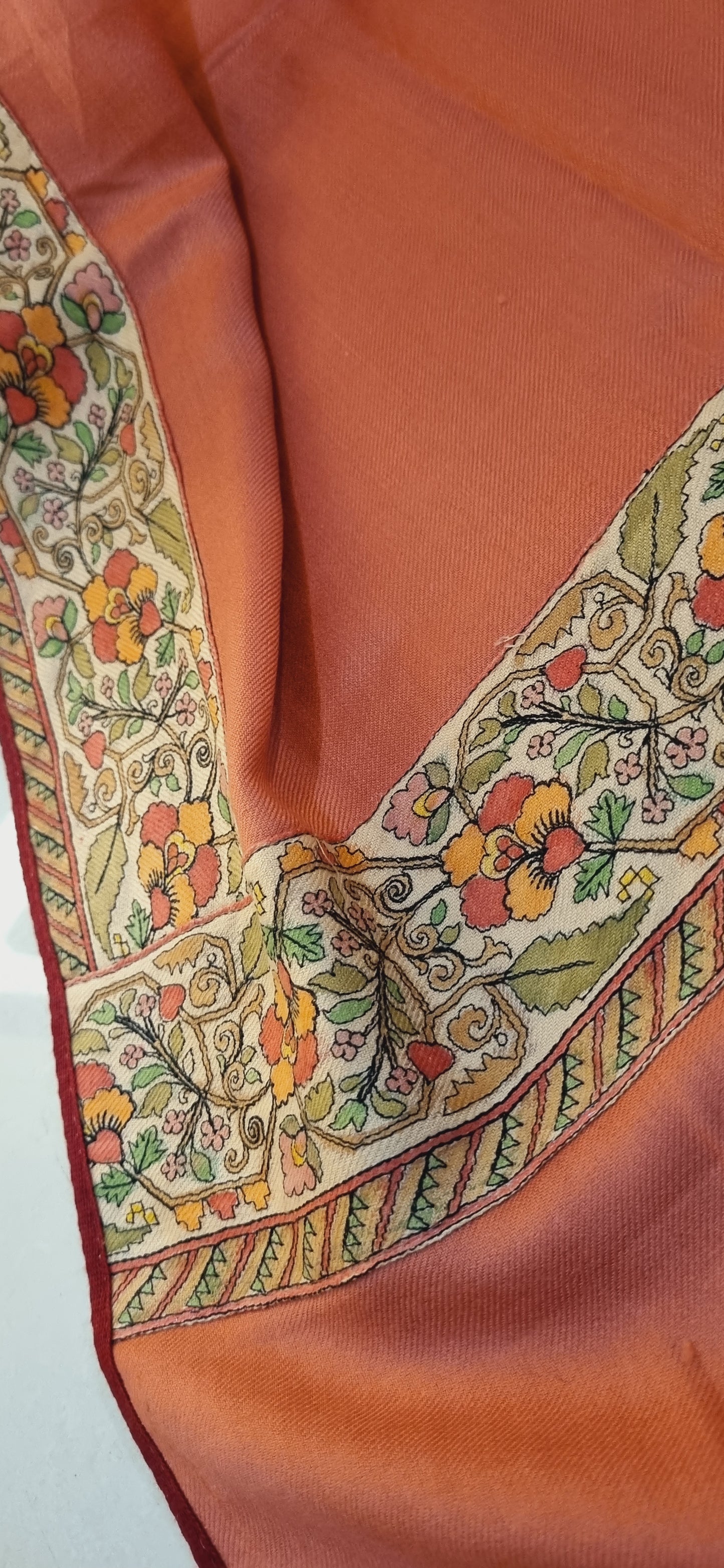 Pashmina shawl with kalamkar border