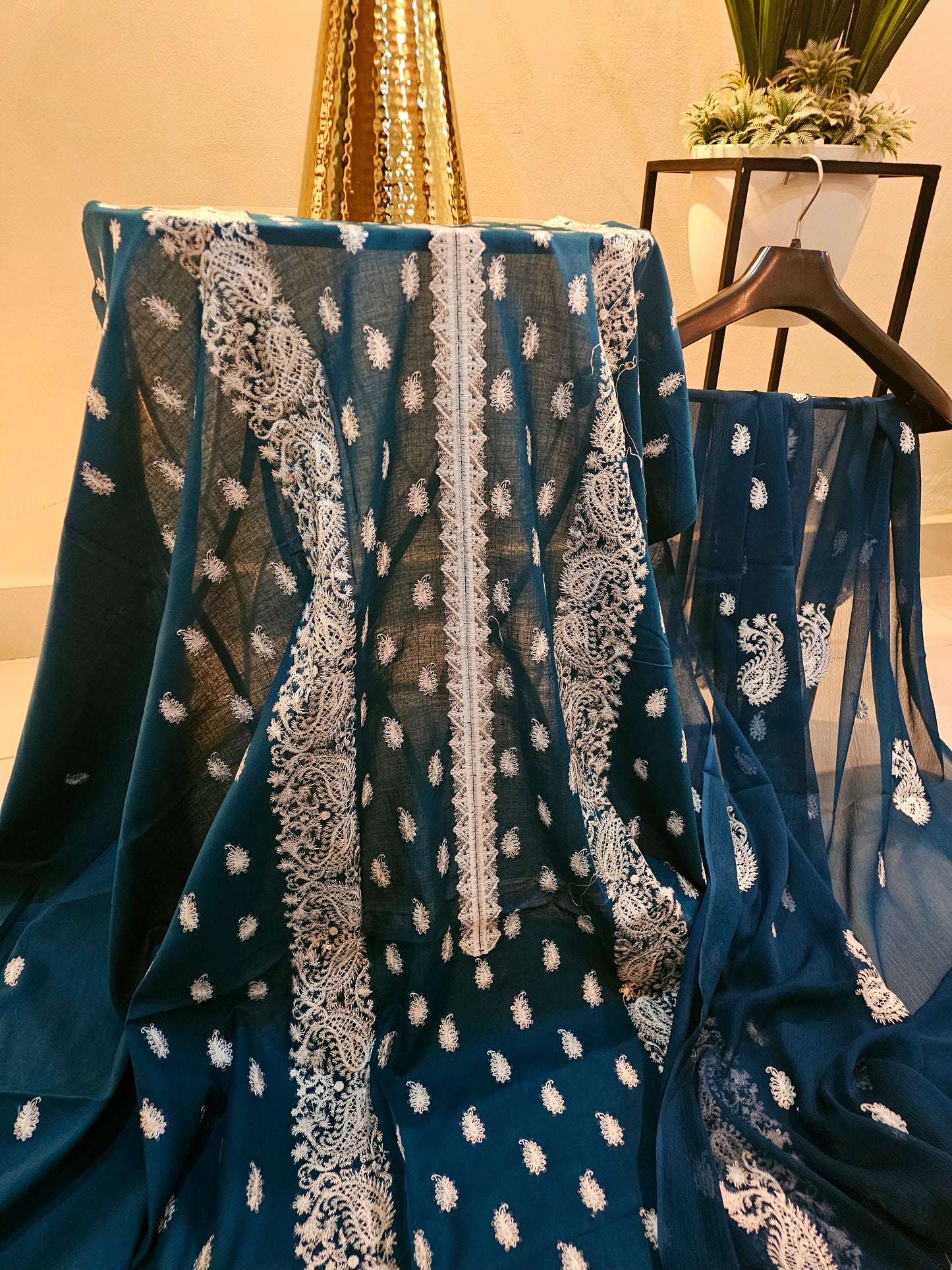 Lawn embroidered three piece