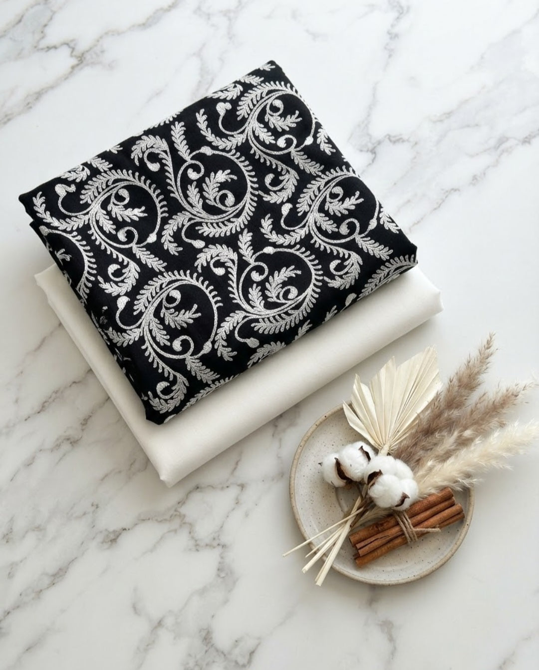 Embroidered three piece: Pashmina