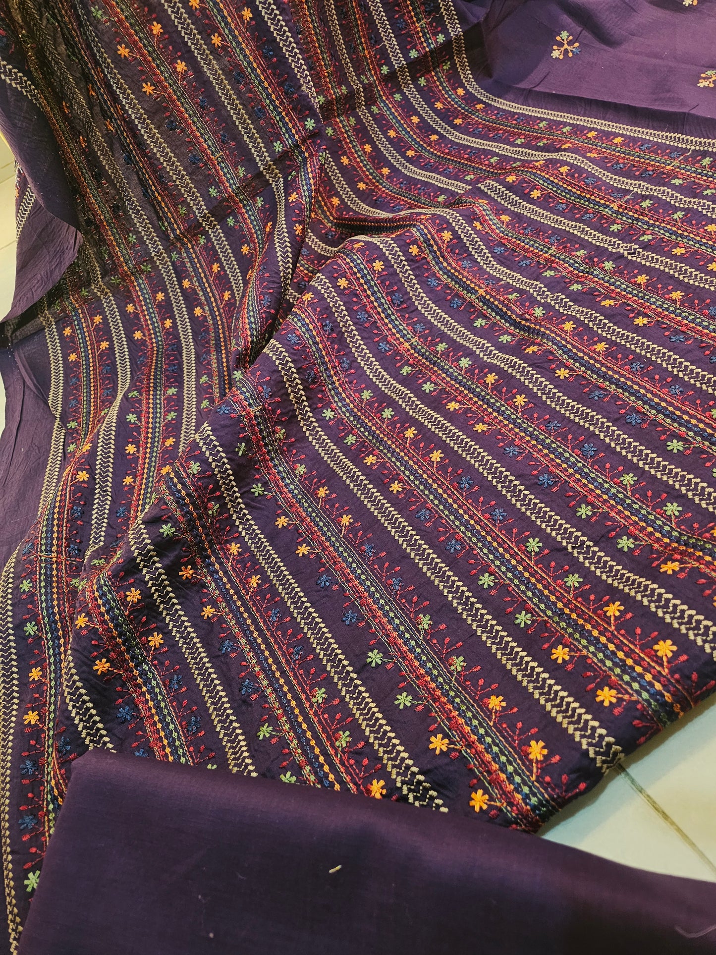 Lawn embroidered two piece
