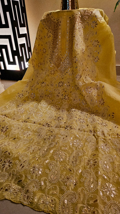 Chikankari shirt with gota work