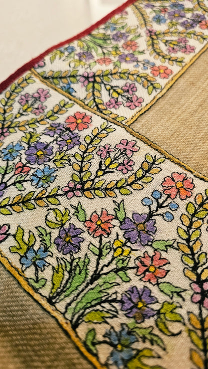 Kalamkar embroidered minishawl: pashmina
