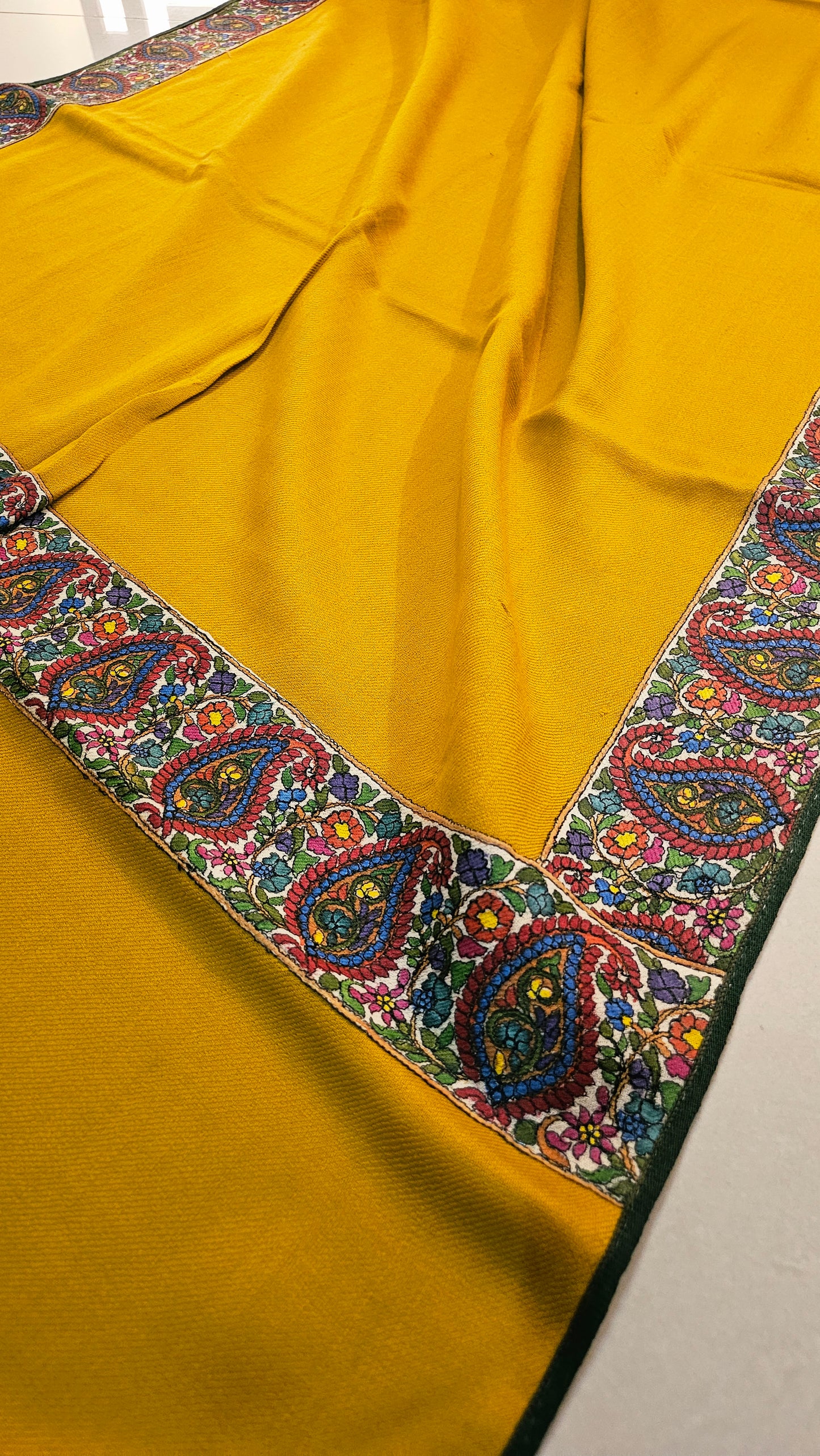 Kalamkar border minishawl: pashmina