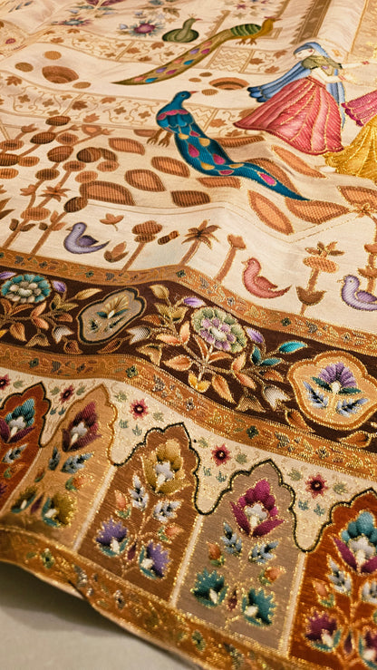 Meenakari shawl:Patola silk
