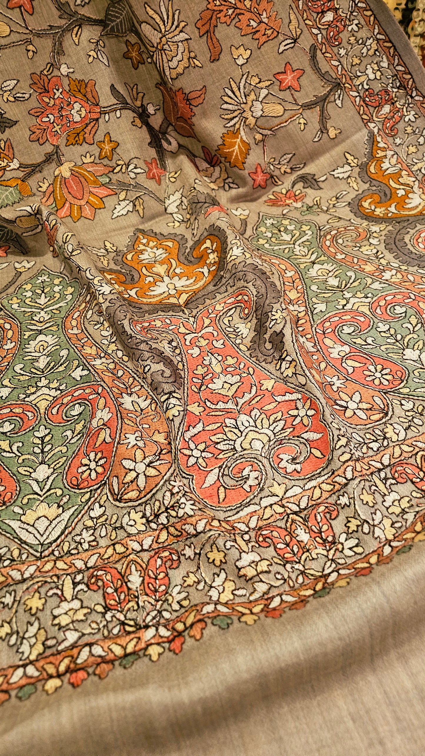 Papermachi embroidered shawl: toosh