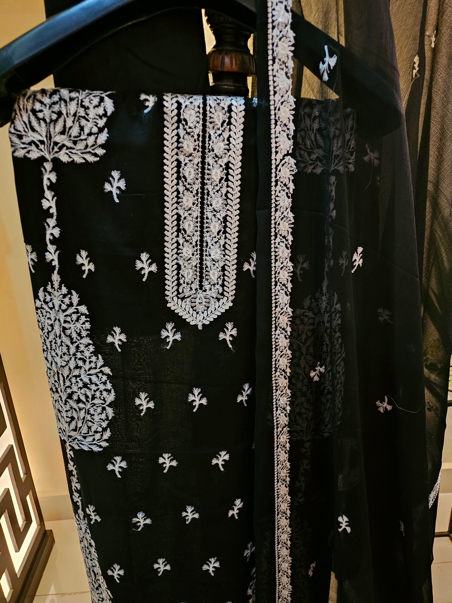 Lawn embroidered three piece suit