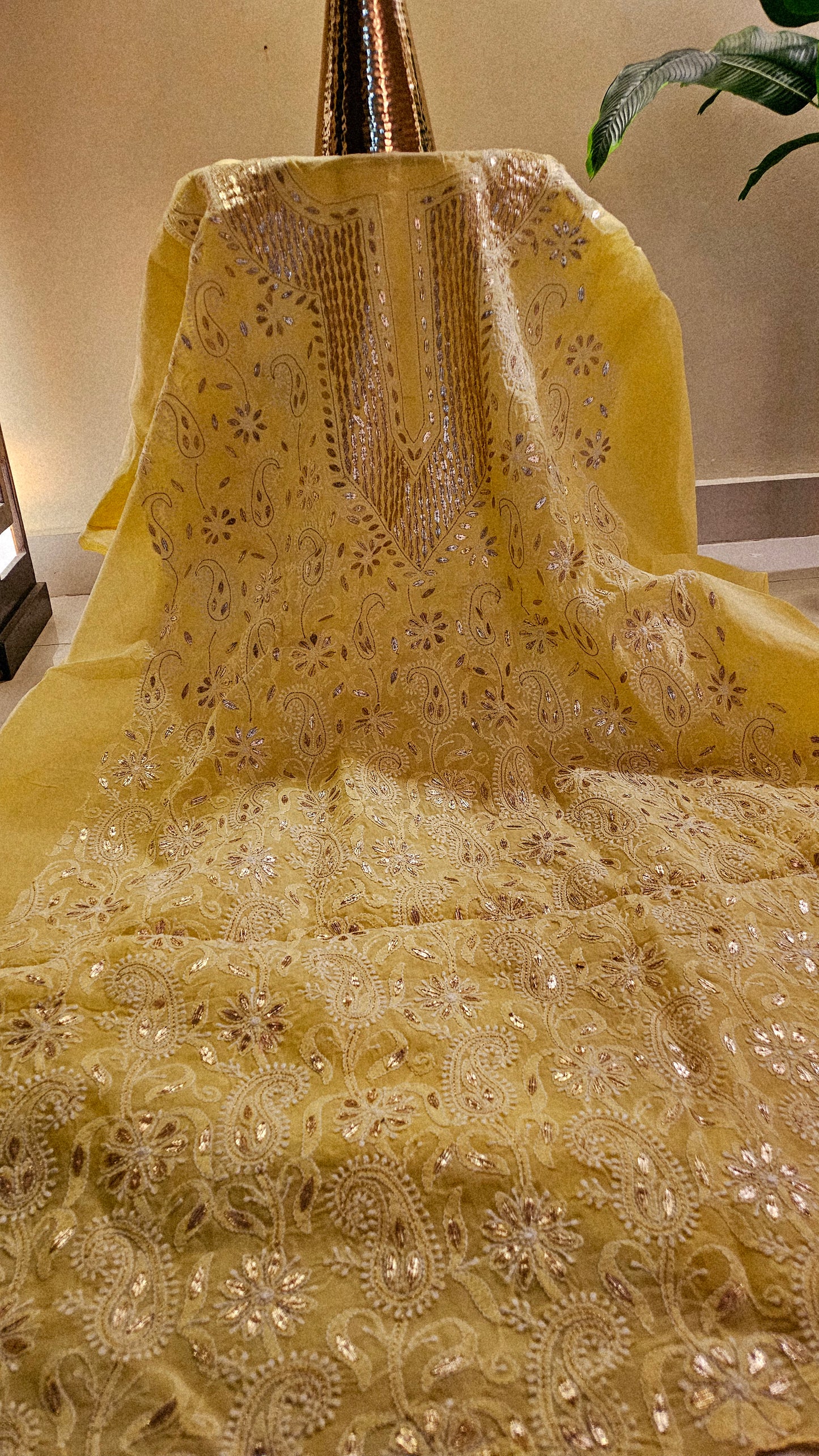 Chikankari shirt with gota work