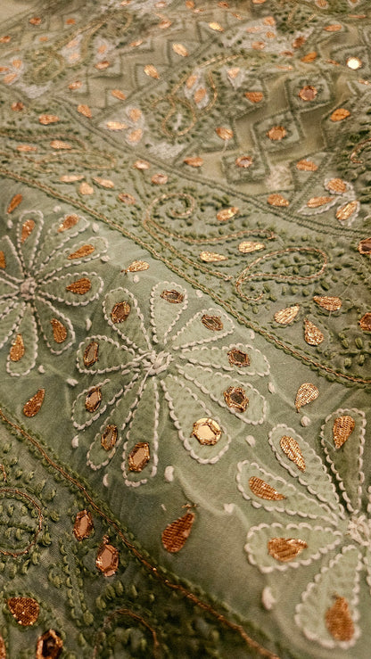 Chikankari shirt with gota and mirror