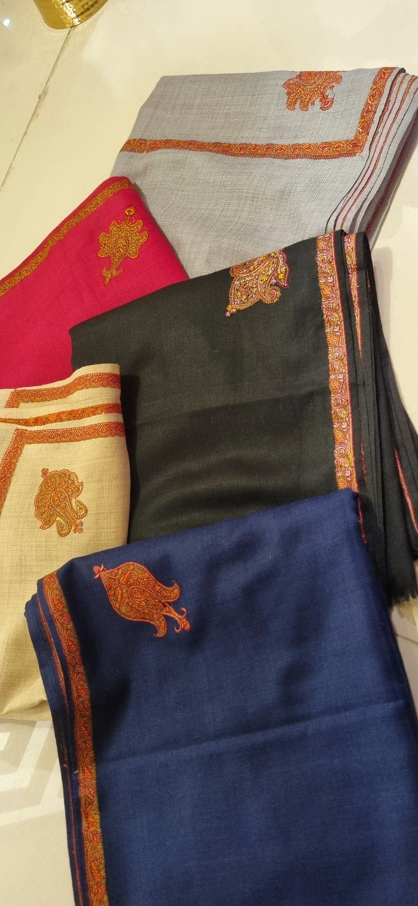 Papermachi embroidered pashmina shawls