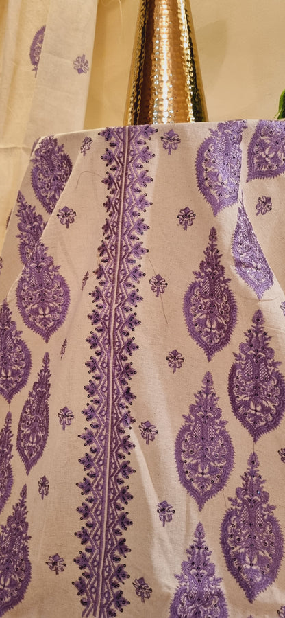 Embroidered khadar karandi suit
