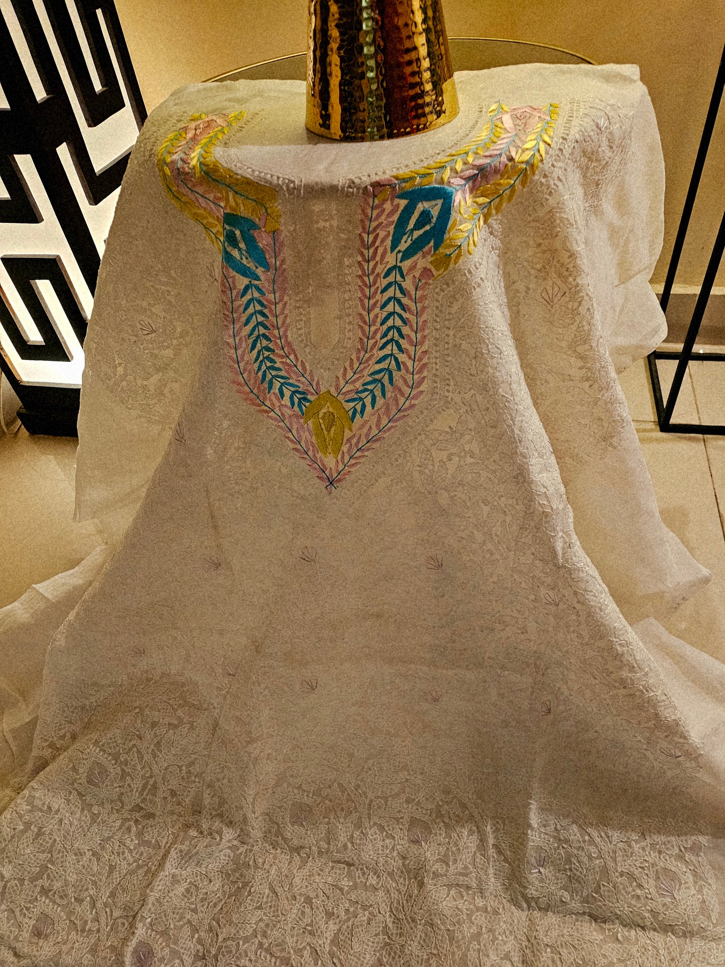 Parsi gara embroidered chikankari shirt